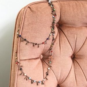 Boho Multicolored Beaded Brass Wrap Necklace